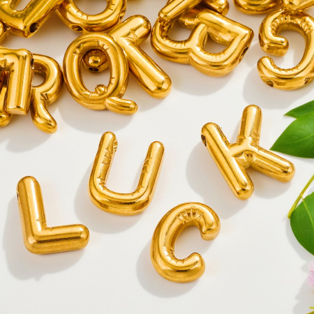 1 paire de pendentifs pour femme en plaqué or  avec lettres simples de la série simple 2