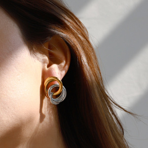 1 Paire De Boucles D'Oreilles Puces Pour Femme En Acier Inoxydable Étanche, Coloris Or Et Argent. h5 Image8