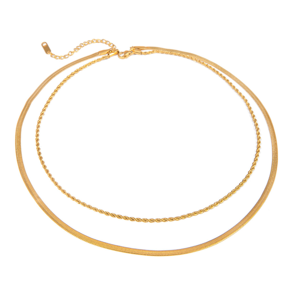 Collier Simple Et Décontracté En Acier Inoxydable Plaqué Or Pour Femme, 1 Pièce Image7