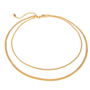 Collier Simple Et Décontracté En Acier Inoxydable Plaqué Or Pour Femme, 1 Pièce h5 Image7