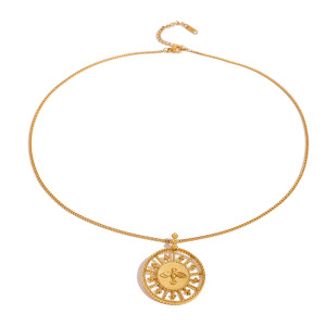Collier Avec Pendentif En Acier Inoxydable Plaqué Or  Pour Femme, Série Ethnique, Motif Animal Rétro h5 Image5