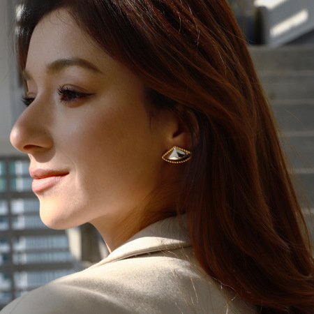 1 paire de boucles d'oreilles puces rétro géométriques en acier inoxydable étanche couleur or pour femme 2