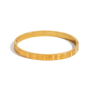 Bracelet Femme 1 Pièce, Collection Vacances, Motif Vagues, En Acier Inoxydable, Couleur Or h5 Image5