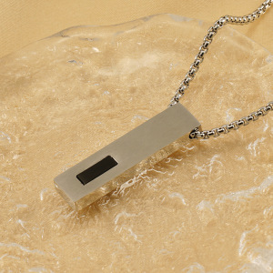 1 Paire De Pendentifs Carrés En Acier Inoxydable De Haute Qualité, Style Hip-Hop Transfrontalier, Design De Niche, Tendance, Rectangulaire, Zircon, Collier Unisexe Pour Hommes Et Femmes h5 Image4