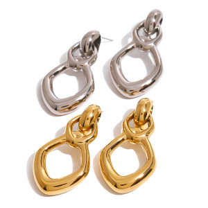 1 Paire De Boucles D'Oreilles Pendantes Géométriques Simples En Acier Inoxydable Plaqué Or Pour Femme h5 Image4