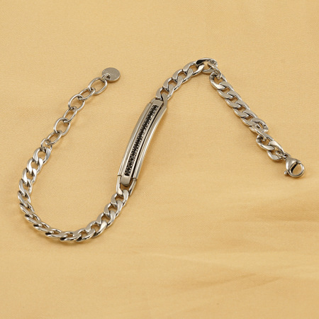 1 paire de bracelets pour hommes en acier titane transfrontalier à chaîne cubaine, design de niche haut de gamme tendance, bijoux en chaîne NK, bracelet unisexe pour femmes et hommes 2