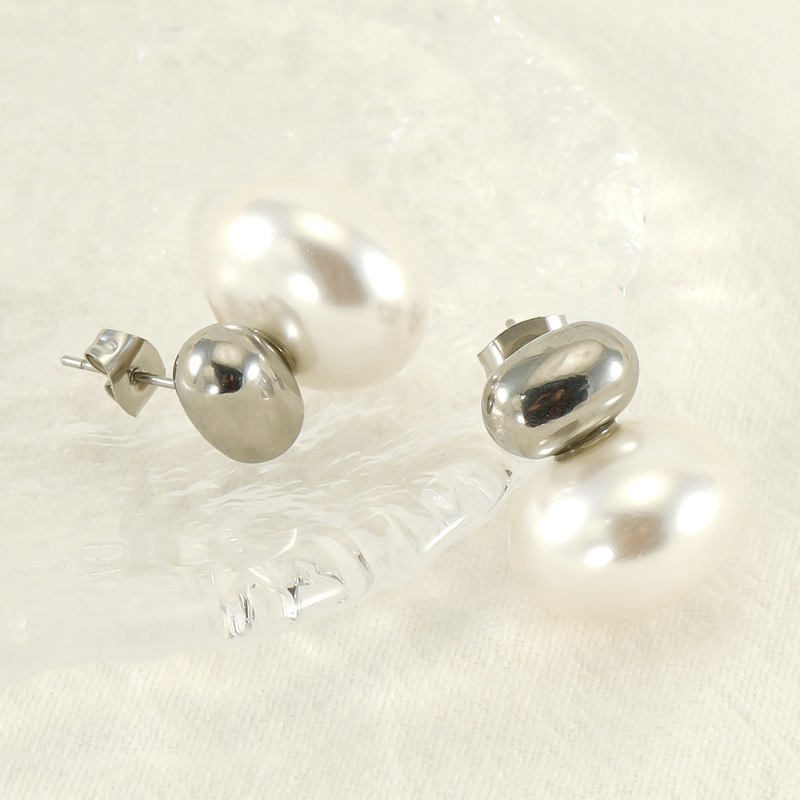 1 Paire De Boucles D'Oreilles À Tige Rétro En Acier Inoxydable Plaqué Or Avec Perles Pour Femme, Série Luxueuse Image4