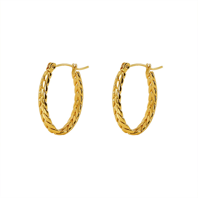1 Paire De Boucles D'Oreilles Créoles Pour Femme En Acier Titane Plaqué Or , Série Simple Image6