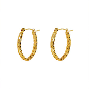 1 Paire De Boucles D'Oreilles Créoles Pour Femme En Acier Titane Plaqué Or , Série Simple h5 Image6