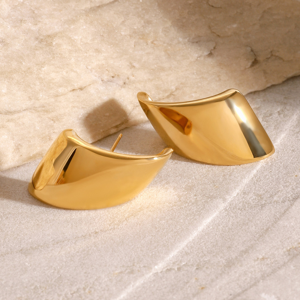 1 Paire De Boucles D'Oreilles À Clous Étanches En Acier Inoxydable Uni Image3