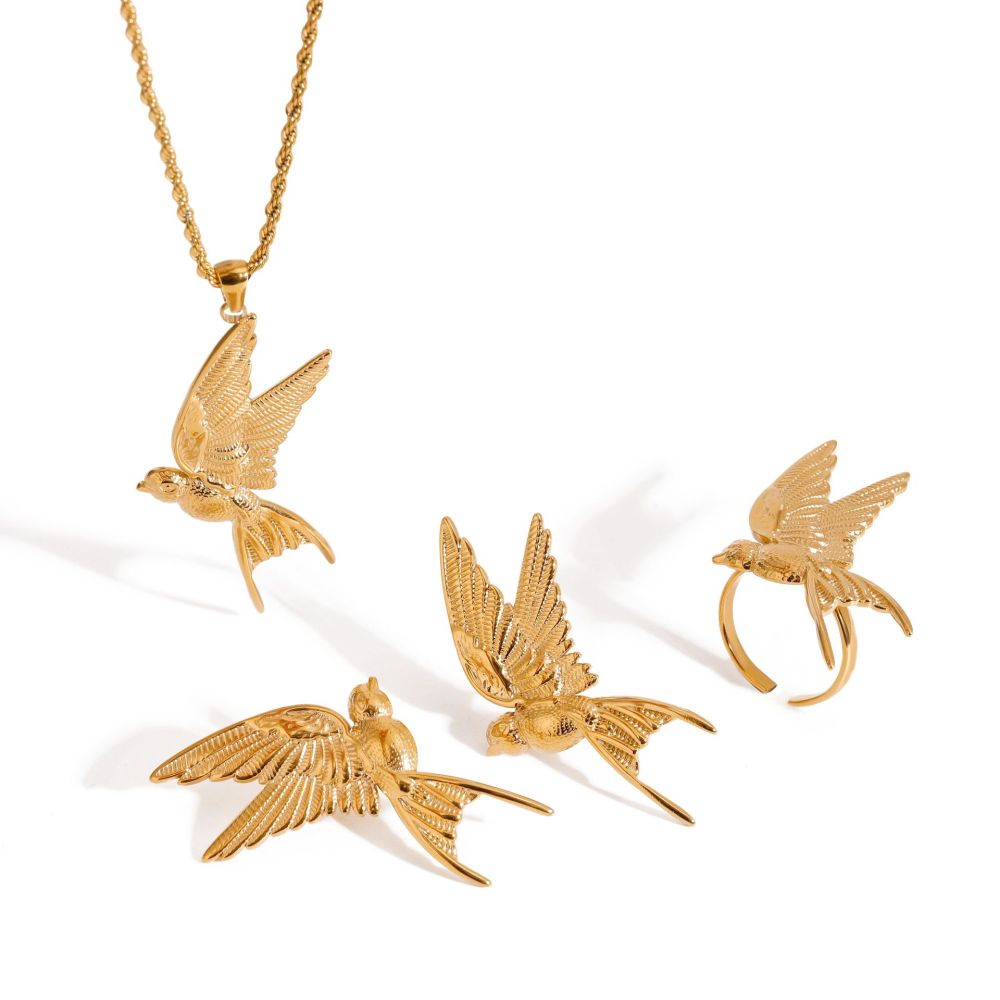 Collier Avec Pendentif En Acier Inoxydable Plaqué Or  Pour Femme, Série Classique, Motif Animal Naturel Image6