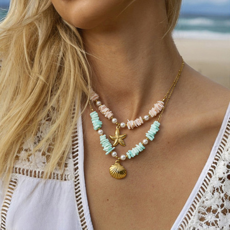 collier avec pendentif tortue de vacances en acier inoxydable plaqué or  pour femme, série simple, 1 pièce