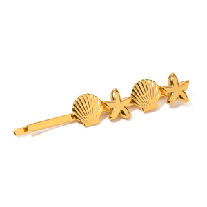 1 Paire De Pinces À Cheveux Pour Femme En Acier Inoxydable Plaqué Or , Style Tortue, Série Simple h5 Image5