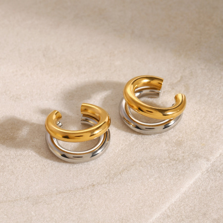 1 paire de manchettes d'oreille étanches en acier inoxydable de couleurs assorties 2