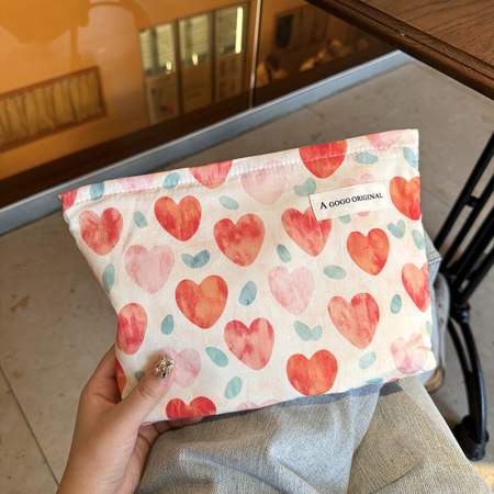 Sac à main en polyester pour femme, série romantique, motif cœur mignon, 1 pièce 2