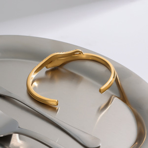 Bracelet Jonc Rétro Pour Femme, En Acier Inoxydable, Étanche, Couleur Or, Forme Serpent (1 Pièce) h5 Image7