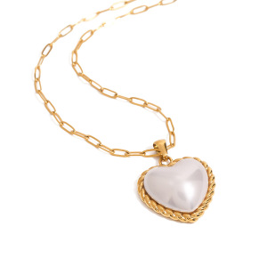 Collier Pendentif Femme En Forme De Cœur, En Acier Inoxydable Étanche, Couleur Or, Collection Romantique (1 Pièce) h5 Image7