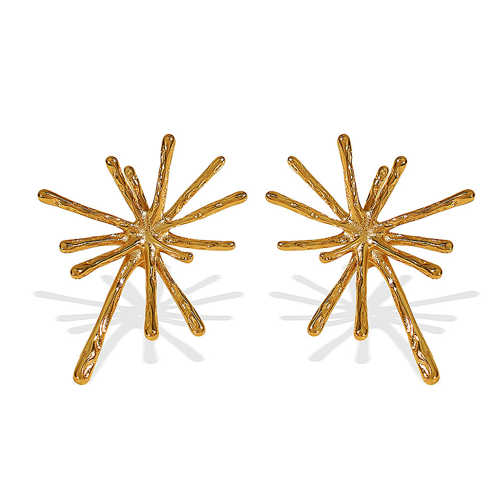1 Paire De Boucles D'Oreilles À Tige Géométriques Élégantes En Acier Titane Plaqué Or Pour Femmes, Série Luxueuse Image8
