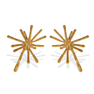 1 Paire De Boucles D'Oreilles À Tige Géométriques Élégantes En Acier Titane Plaqué Or Pour Femmes, Série Luxueuse h5 Image8