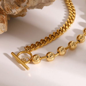Collier Avec Pendentif En Acier Inoxydable Plaqué Or  Pour Femme, Série Simple, Style Ins h5 Image4