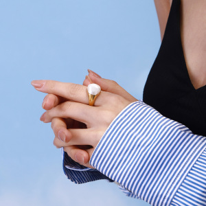 Bague Simple Pour Femme, Collection Classique, Forme Irrégulière Et Élégante, En Acier Inoxydable, Couleur Or, Étanche. h5 Image7
