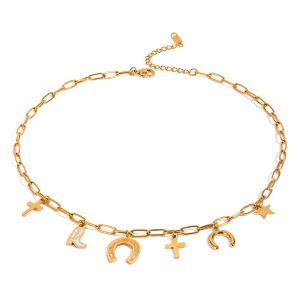 Bracelet À Breloques Pour Femme, Série Simple, Croix Classique, En Acier Inoxydable Plaqué Or h5 Image5