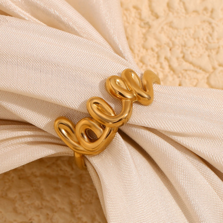 Bague ajustable pour femme, collection romantique classique, en acier inoxydable, couleur or, étanche.
