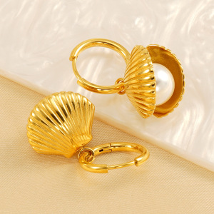 1 Paire De Boucles D'Oreilles En Coquillage De Perles, Style Simple Et Tendance, Ensemble De Bijoux Pour Femmes, Collier Léger Et Luxueux, Haut De Gamme, Pendentifs Pour Femmes h5 Image3