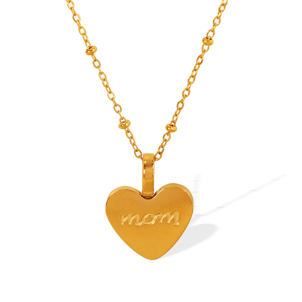 Collier Avec Pendentif En Forme De Cœur Simple En Acier Inoxydable Plaqué Or  Pour Femme, 1 Pièce Image6