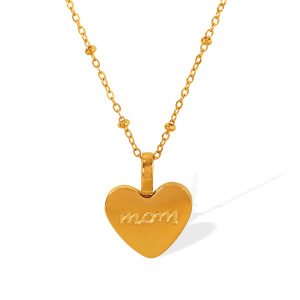 Collier Avec Pendentif En Forme De Cœur Simple En Acier Inoxydable Plaqué Or  Pour Femme, 1 Pièce h5 Image6