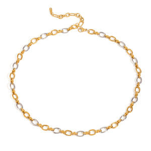 Collier Chaîne Sophistiquée Moderne En Acier Inoxydable, Étanche, Coloris Or Et Argent, Pour Femme (1 Pièce) h5 Image11