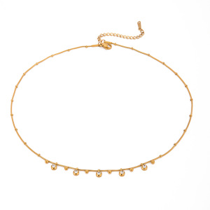 Collier Avec Pendentif Géométrique En Acier Inoxydable Plaqué Or  Et Zircon Pour Femme, Série Simple, 1 Pièce h5 Image5