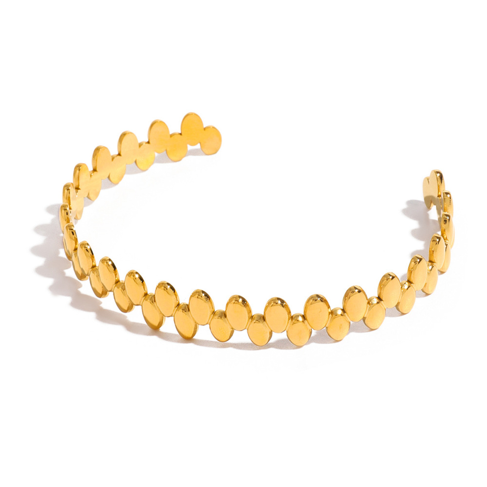 Bracelet Géométrique Simple En Acier Inoxydable Plaqué Or Pour Femme, 1 Pièce h5Image4