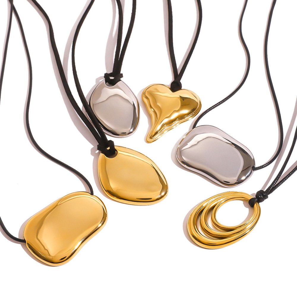 Collier Avec Pendentif Géométrique En Acier Inoxydable Plaqué Or Pour Femme, Série Simple, 1 Pièce h5Image5