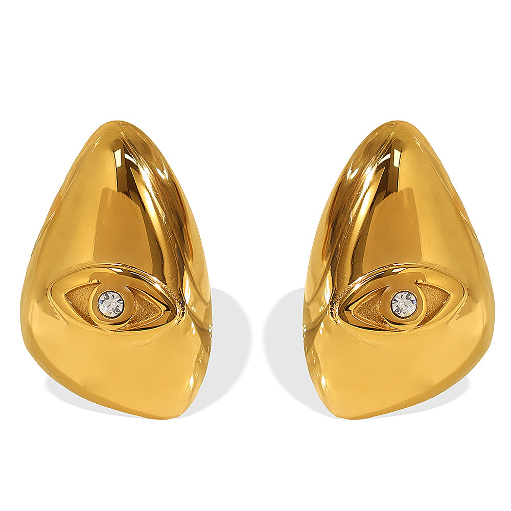 1 Paire De Boucles D'Oreilles À Tige En Acier Titane Plaqué Or  Avec Strass Pour Femme, Série Classique Image6