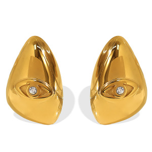 1 Paire De Boucles D'Oreilles À Tige En Acier Titane Plaqué Or  Avec Strass Pour Femme, Série Classique h5 Image6