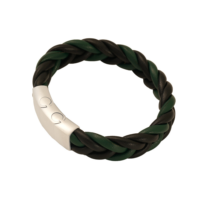 1 Paire De Bracelets En Cuir Tressé Pour Hommes Et Femmes, Bijoux Transfrontaliers, Unisexes h5Image6