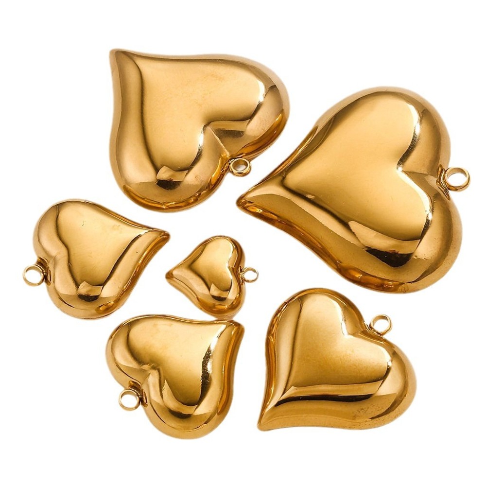 Pendentif Femme En Acier Inoxydable Doré, Étanche, En Forme De Cœur, Collection Romantique (1 Pièce) h5Image6