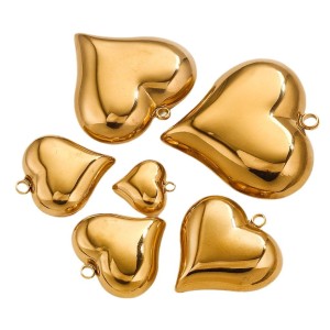 Pendentif Femme En Acier Inoxydable Doré, Étanche, En Forme De Cœur, Collection Romantique (1 Pièce) h5 Image6