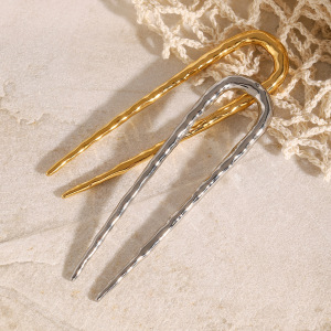 1 Paire De Pinces À Cheveux Pour Femme En Acier Inoxydable Plaqué Or , Série Simple, Lettres Quotidiennes h5 Image2