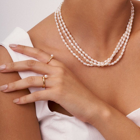 1 paire de bagues ajustables géométriques simples en acier inoxydable plaqué or  avec perles artificielles pour femmes 2