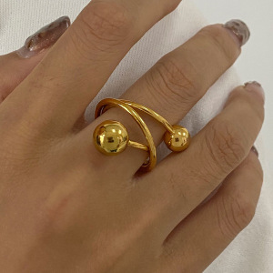 Bague Simple Pour Femme, Collection Attrayante, Design Torsadé, En Acier Inoxydable Étanche Couleur Or. h5 Image6