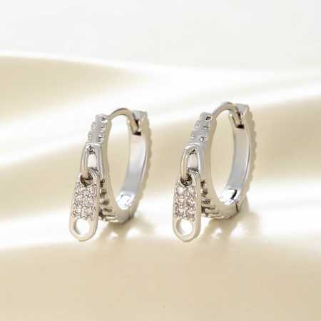 1 pièce de boucles d'oreilles créoles géométriques simples en cuivre sans placage pour femmes, série Simple, en zircone