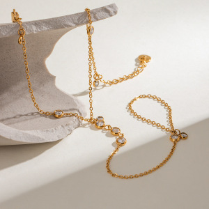 Bracelet À Maillons Pour Femme, Collection Classique, Finitions Délicates, Acier Inoxydable, Couleur Or, Étanche, 1 Pièce. h5 Image12