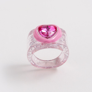 Bague Simple En Résine Pour Femme, Série Romantique, Motif Cœur Mignon h5 Image5