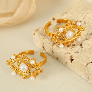 1 Paire De Boucles D'Oreilles À Tige Simples En Acier Inoxydable Plaqué Or  Avec Perles Artificielles Pour Femme h5 Image4