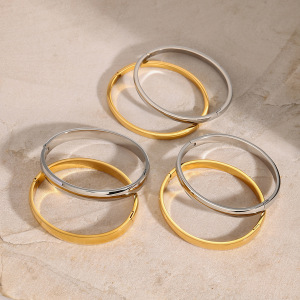 Bracelet Pour Femme, Série Simple, Classique, Géométrique, En Acier Inoxydable Plaqué Or , 1 Pièce h5 Image4