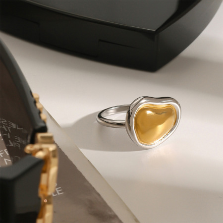 Bague simple pour femme, élégante et moderne, en acier inoxydable imperméable, couleur or et argent, au design irrégulier et au style moderne. 2