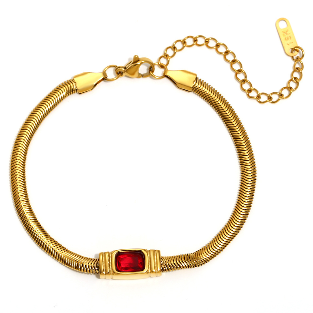 Bracelet Chaîne Femme En Acier Inoxydable Doré, Style Rétro Géométrique, Étanche, 1 Pièce, Collection Luxe. Image8