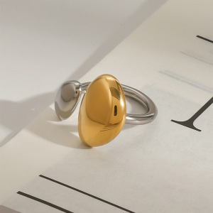 Bagues Simples Pour Femme, Style Minimaliste, En Acier Inoxydable, Étanches, Couleur Or Et Argent, Forme Annulaire Pendante. h5 Image3